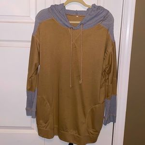 Tan and Grey Oversized Hoodie
